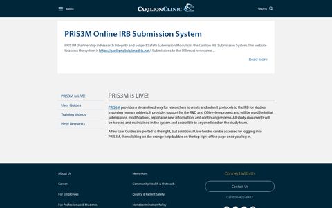 PRIS3M Online IRB Submission System | Carilion Clinic