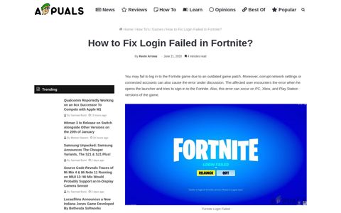 How to Fix Login Failed in Fortnite? - Appuals.com