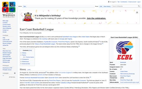 East Coast Basketball League - Wikipedia