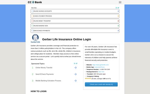 Gerber Life Insurance Online Login - CC Bank