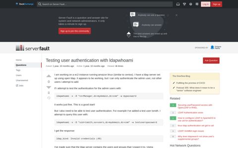 Testing user authentication with ldapwhoami - Server Fault