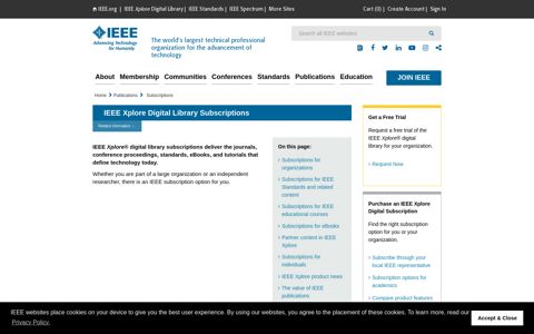 IEEE Xplore Digital Library Subscriptions - IEEE