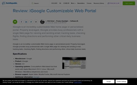 Review: iGoogle Customizable Web Portal - TechRepublic