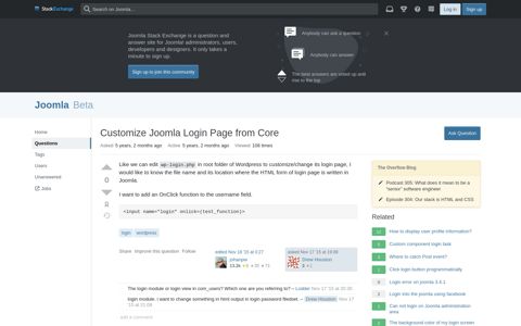 Customize Joomla Login Page from Core - Joomla Stack ...