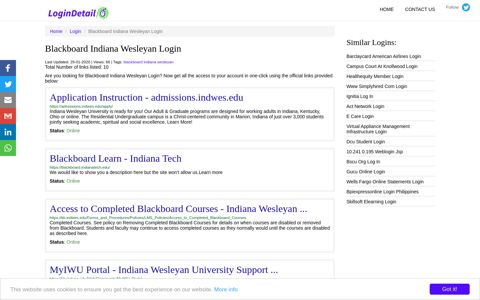 Blackboard Indiana Wesleyan Login Application Instruction ...