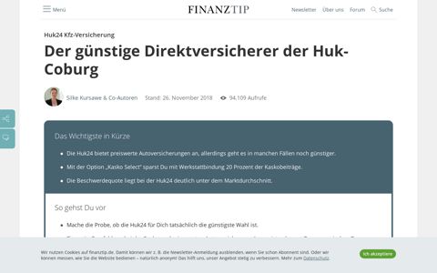 Kfz-Versicherung der Huk24: Test & Erfahrungen ... - Finanztip