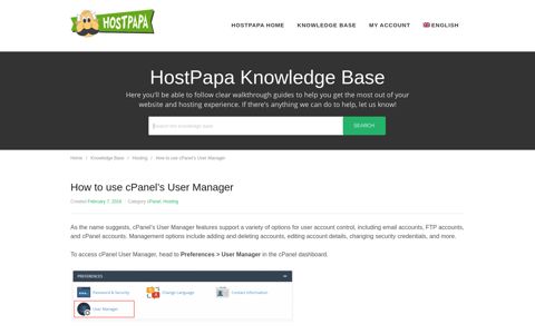 How to use cPanel's User Manager - HostPapa Knowledge ...
