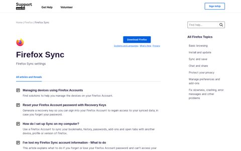 Firefox Sync | Firefox Help - Mozilla Support
