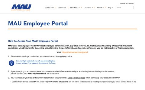 Employee Portal - MAU Workforce Solutions