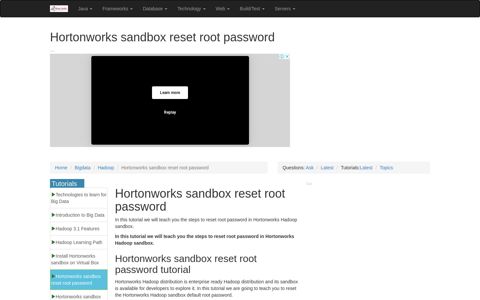 Hortonworks sandbox reset root password - RoseIndia.Net