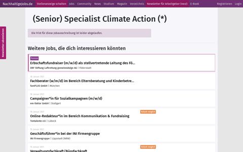 (Senior) Specialist Climate Action (*) bei ista International ...
