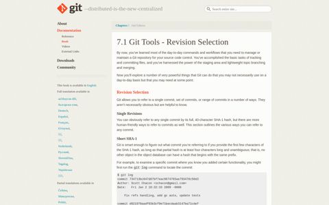 Revision Selection - Git