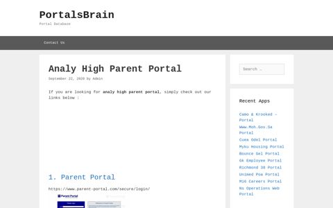Analy High Parent - Parent Portal - PortalsBrain - Portal Database
