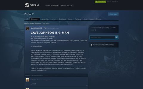 CAVE JOHNSON IS G-MAN :: Portal 2 General Discussions