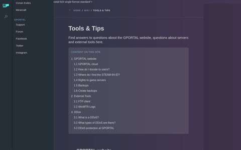 Tools & Tips GPORTAL Website & Functions explained