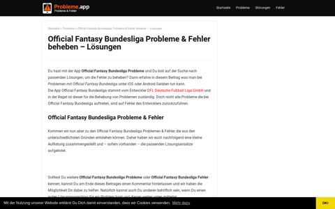 Official Fantasy Bundesliga Probleme & Fehler beheben ...