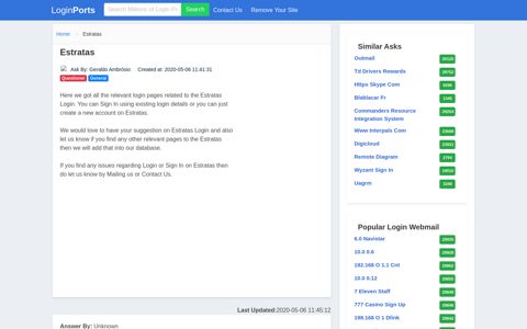 Login Estratas or Register New Account - LoginPorts