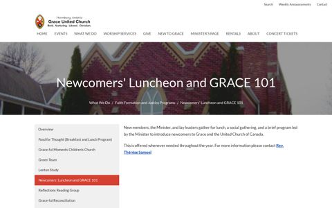 Newcomers' Luncheon and GRACE 101 | Faith Formation and ...
