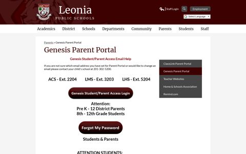 Genesis Parent Portal - Parents - Leonia School District