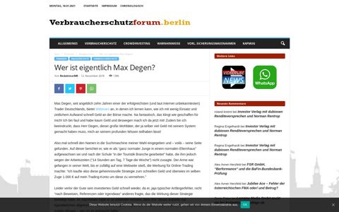 Wer ist eigentlich Max Degen? - Verbraucherschutzforum.berlin