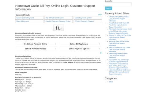 Hometown Cable Bill Pay, Online Login, Customer Support ...