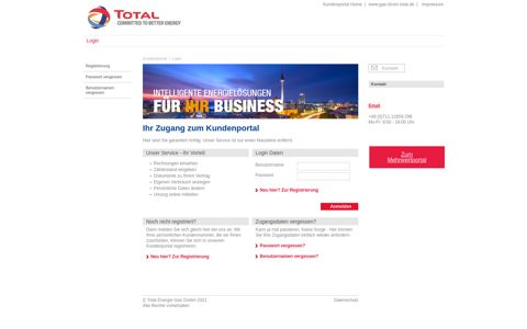 Total Energie Gas: Kundenportal online für Privatkunden