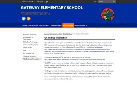 FSA Testing Information - Gateway Elementary School