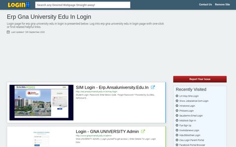 Erp Gna University Edu In Login - Loginii.com