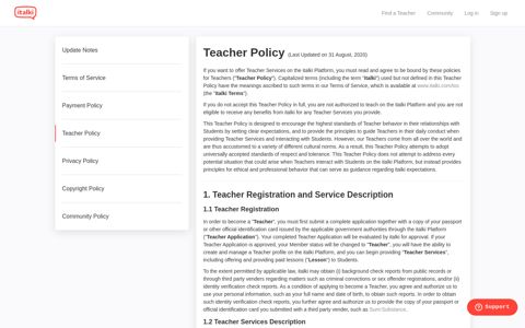 Teacher Policy - Italki