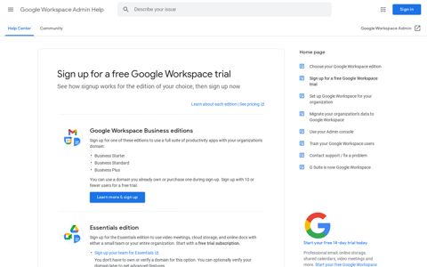 Sign up for a free Google Workspace trial - Google Support