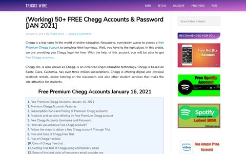 (Working) 50+ FREE Chegg Accounts & Password [DEC 2020]
