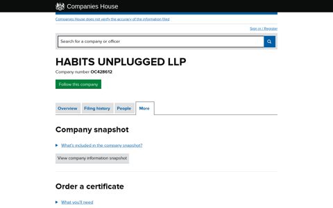 HABITS UNPLUGGED LLP - More (free company information ...