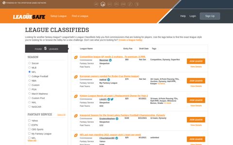 League Classifieds - LeagueSafe | The online solution for ...