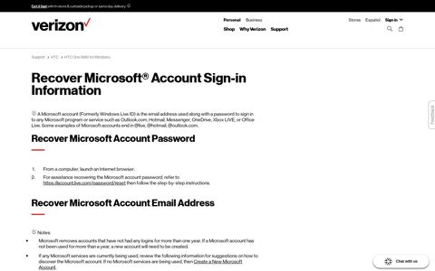 Recover Microsoft Account Sign-in Information | Verizon