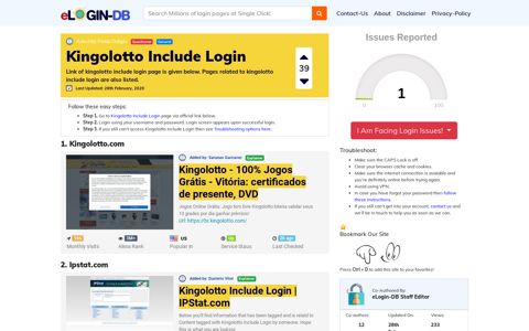 Kingolotto Include Login - A database full of login pages from ...