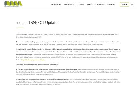 Indiana INSPECT Updates - INVMA
