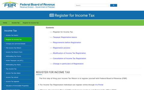 Register for Income Tax - Federal Board Of Revenue ... - FBR