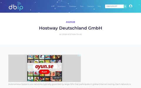 AS25128 Hostway Deutschland GmbH in Germany - db-ip.com