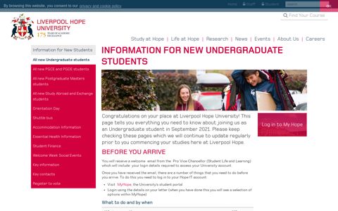 All new Undergraduate students - Liverpool Hope University