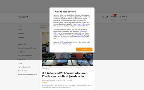 JEE Advanced 2017 results declared. Check your results at ...