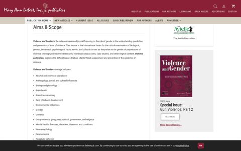 Violence and Gender | Mary Ann Liebert, Inc., publishers