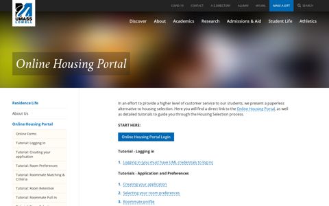 Online Housing Portal | Residence Life | UMass Lowell