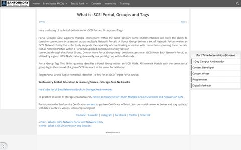 What is iSCSI Portal, Groups and Tags - Sanfoundry