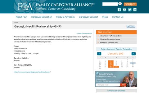 Georgia Health Partnership (GHP) | Family Caregiver Alliance