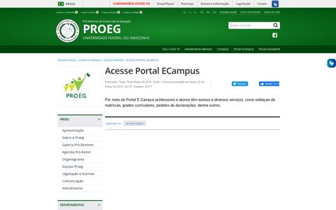 Acesse Portal ECampus - Proeg Ufam
