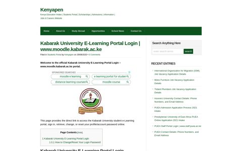 Kabarak University E-Learning Portal Login | www.moodle ...