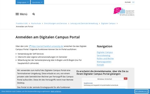 Anmelden am Portal | Frankfurt UAS
