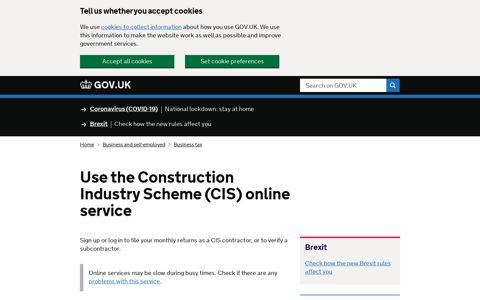 Use the Construction Industry Scheme (CIS) online ... - Gov.uk