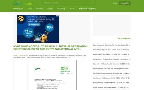 MyHR Home access - TD Bank, N.A. their HR information ...
