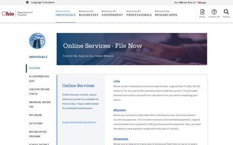 Online Services - File Now - Ohio Department of Taxation